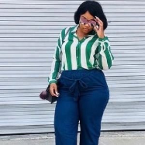 Striped Sheer Button Up